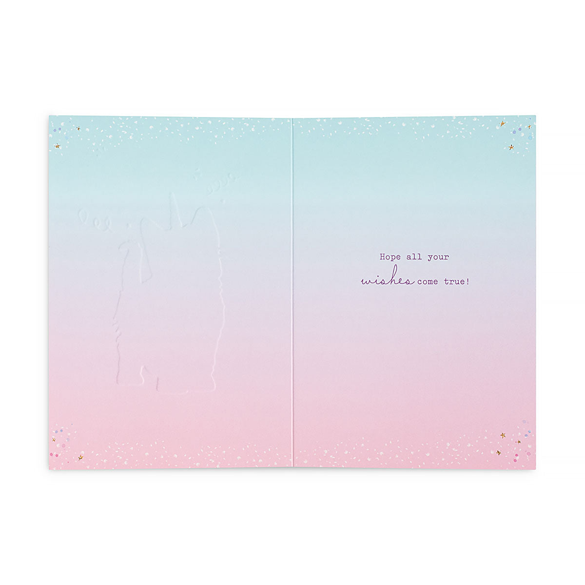 Hallmark Mother's Day Card - Have a magical Mother's Day, embossed inside message, pastel gradient design, flat lay view