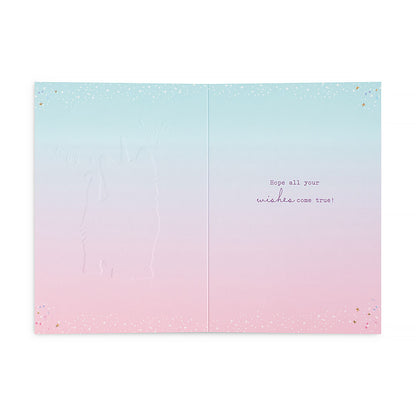 Hallmark Mother's Day Card - Have a magical Mother's Day, embossed inside message, pastel gradient design, flat lay view