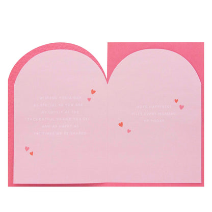 Hallmark Mother's Day Card - With love on Mother's Day, inside view showcasing pink paper and heartfelt message with decorative hearts.