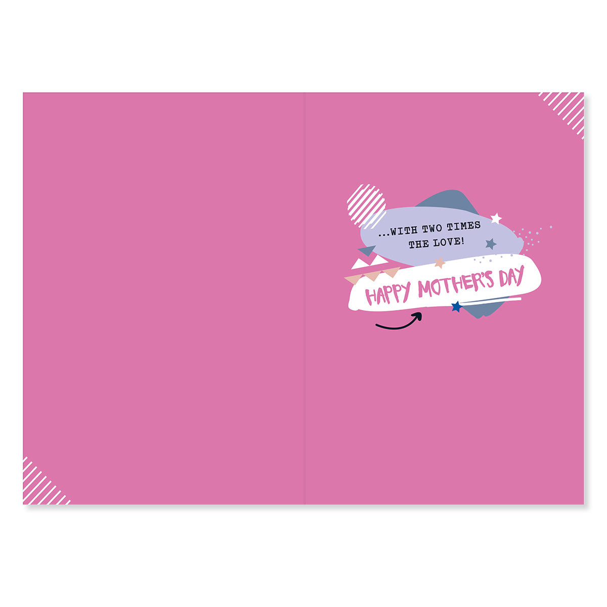 Hallmark Mother's Day Card - Amazing Mum from both, inside view, features playful typography, pink background and decorative graphics.