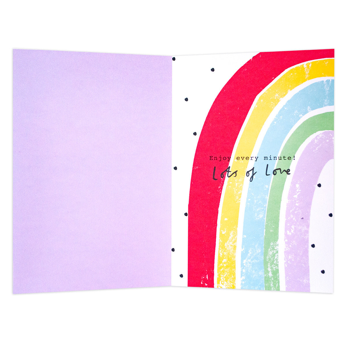 Hallmark Mother's Day Card - Create Your Own Treat Voucher, colourful rainbow design on the inside with heartfelt message, flat lay view.