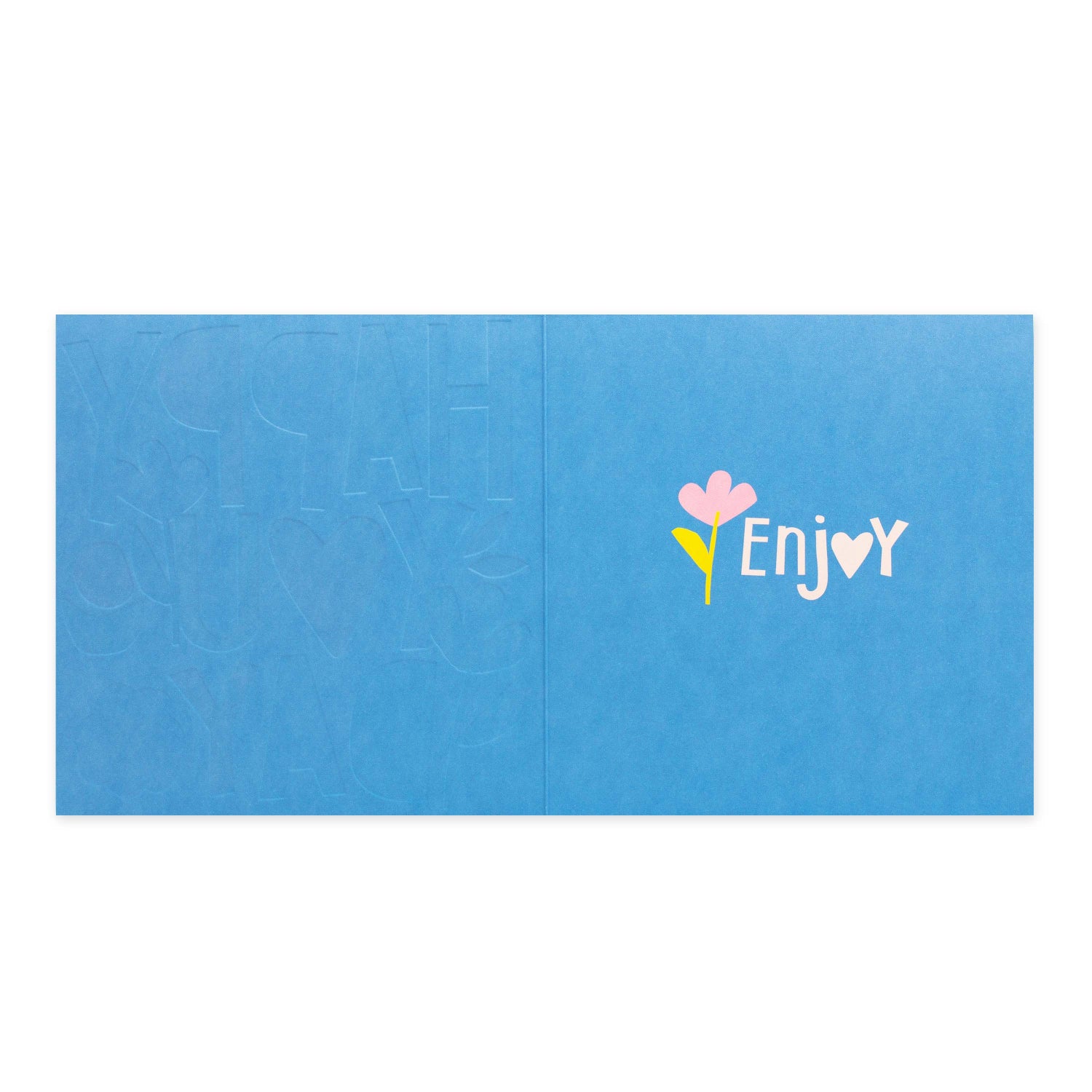 Hallmark Mother's Day Card - YOU DAY interior design in vibrant blue featuring flower illustration and 'Enjoy' text.