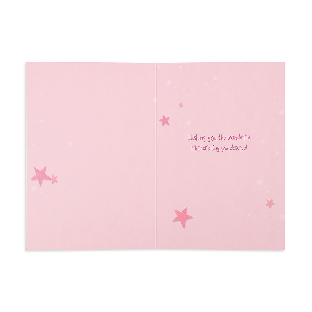 Hallmark Mother's Day card - For a special Nan on Mother's Day featuring pink interior with star designs and a heartfelt message.