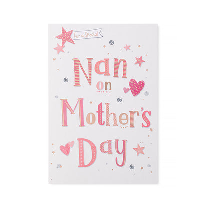 Hallmark Mother's Day Card - For a special Nan on Mother's Day featuring sparkly pink typography and gold foil accents
