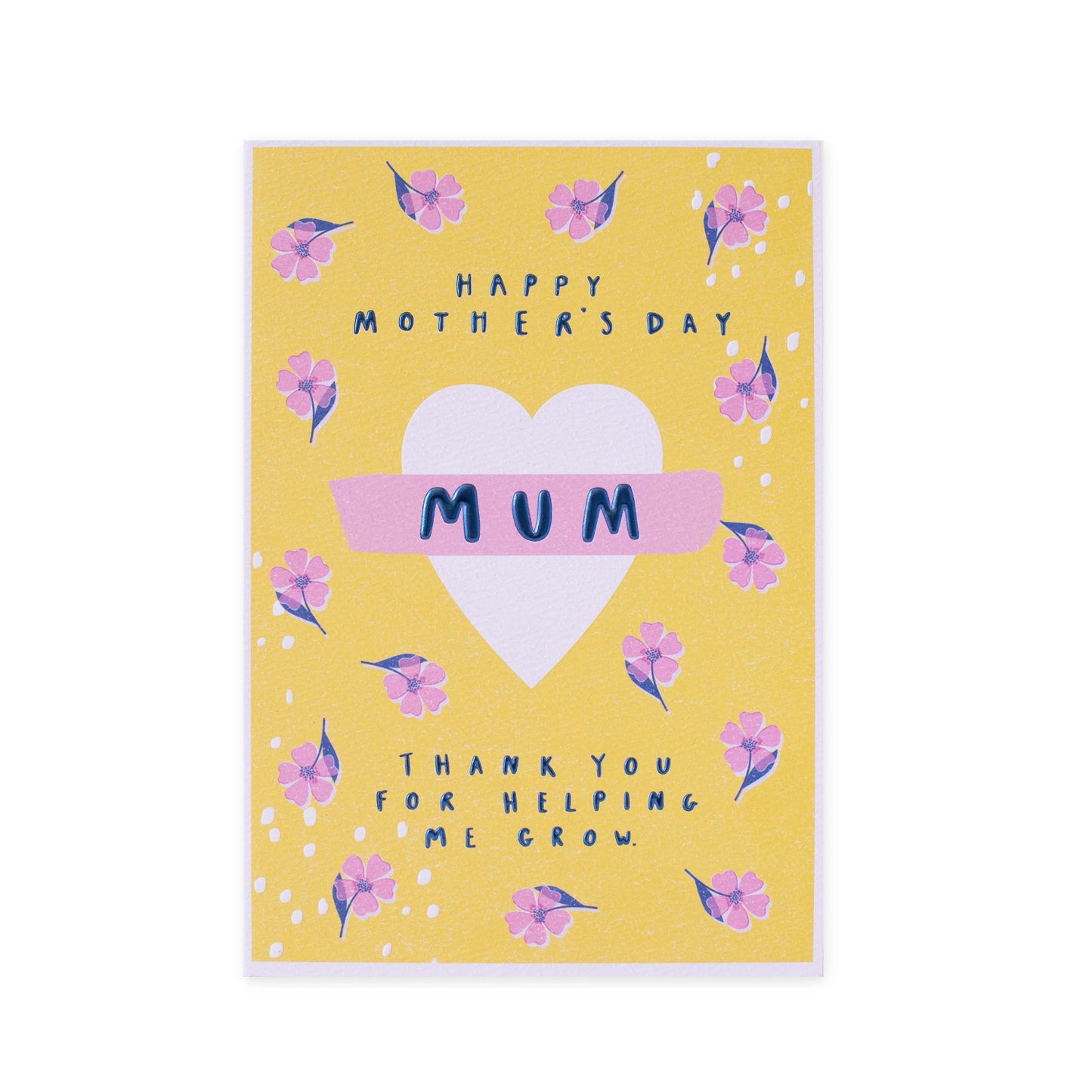 Hallmark Mother's Day Card - Helping Me Grow with yellow background, floral illustrations, and heartfelt text design.