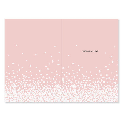 Hallmark Mother's Day Card - Gold Shimmer interior design featuring pink and white floral elements with the message 'With all my love'.
