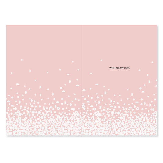 Hallmark Mother's Day Card - Gold Shimmer interior design featuring pink and white floral elements with the message 'With all my love'.