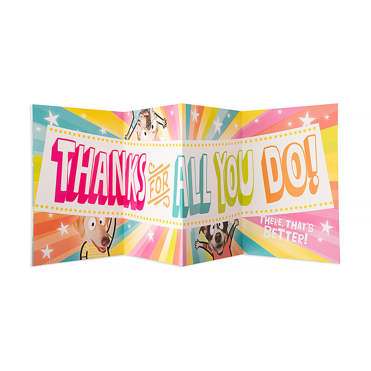 Hallmark Mother's Day Card - "Thanks for all you do" doesn't seem big enough for Mother's Day, multi-fold design, bright colours, interior view.
