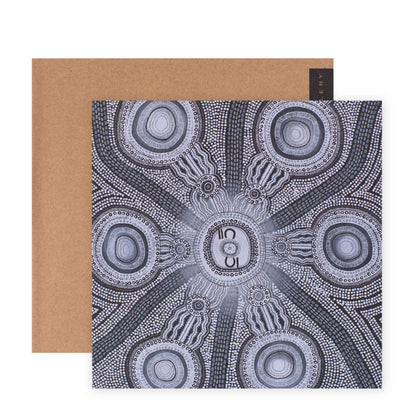 Hallmark x Emma Stenhouse Gallery Blank Greeting Card - Wounded Spirit with intricate black and white Indigenous artwork on the front.