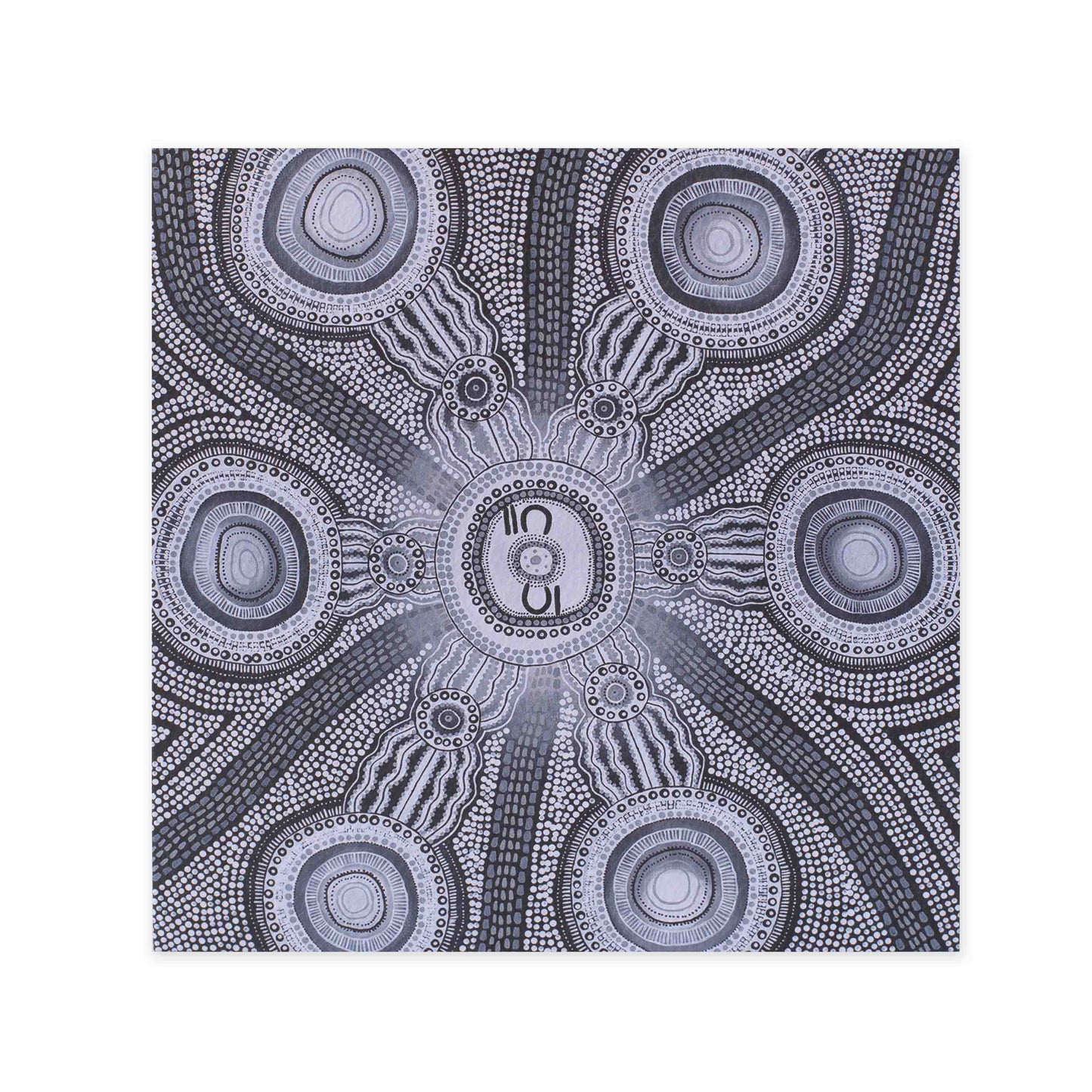 Hallmark x Emma Stenhouse Gallery Blank Greeting Card - Wounded Spirit featuring intricate black and white Indigenous artwork design.