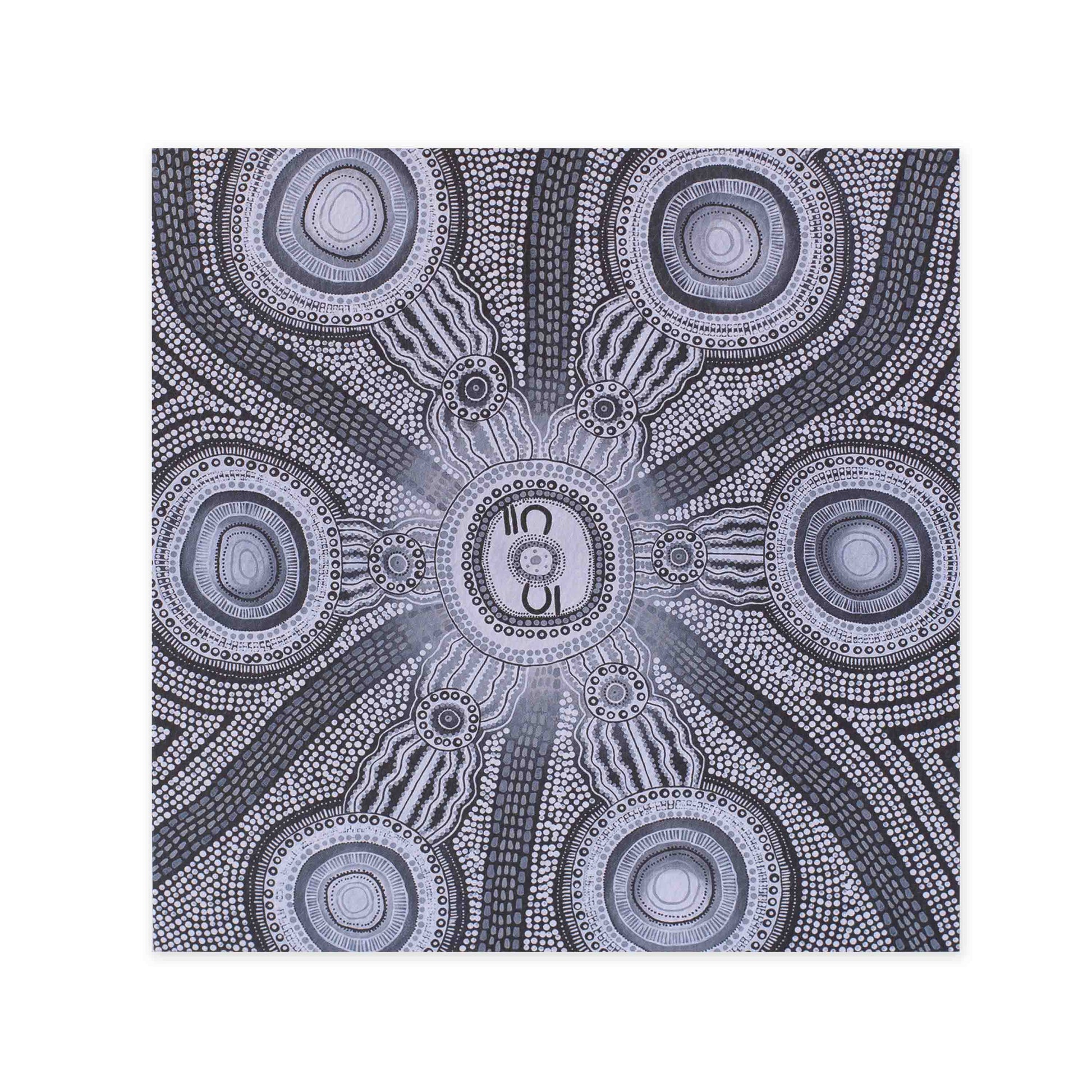 Hallmark x Emma Stenhouse Gallery Blank Greeting Card - Wounded Spirit featuring intricate black and white Indigenous artwork design.