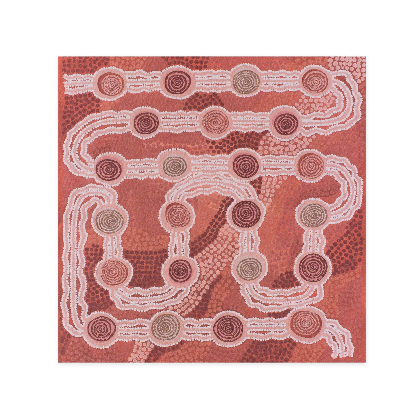 Hallmark x Emma Stenhouse Gallery Blank Greeting Card - Journey Through The Dessert featuring vibrant Indigenous artwork in warm tones.