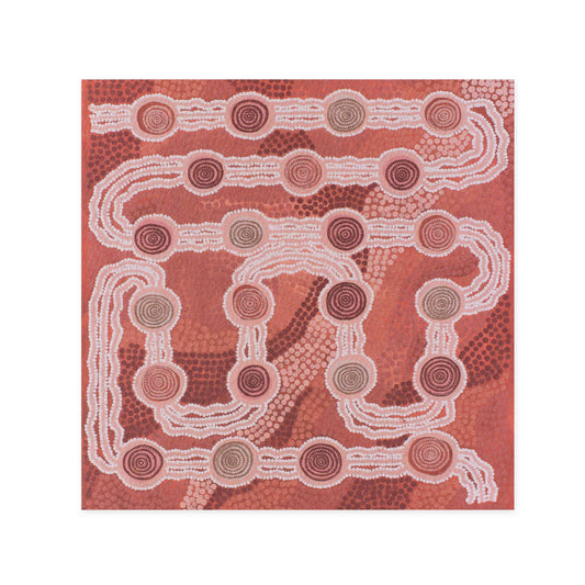 Hallmark x Emma Stenhouse Gallery Blank Greeting Card - Journey Through The Dessert featuring vibrant Indigenous artwork in warm tones.