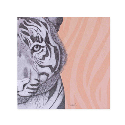 Hallmark x Dots by Donna Gallery Blank Greeting Card - Timothy The Tiger featuring detailed tiger illustration against peach background.