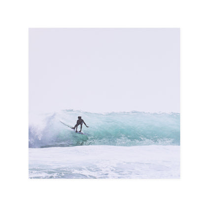 Hallmark x Donna Delaney Gallery Blank Greeting Card - Dreamland, featuring a surfer riding a wave at the beach.
