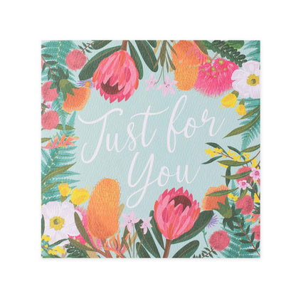 Hallmark x Christie Williams Gallery Blank Greeting Card - Just For You featuring vibrant floral illustrations and soft pastel background.