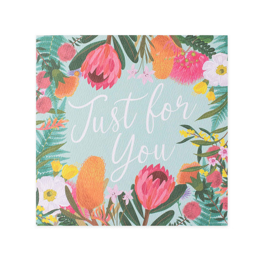 Hallmark x Christie Williams Gallery Blank Greeting Card - Just For You featuring vibrant floral illustrations and soft pastel background.