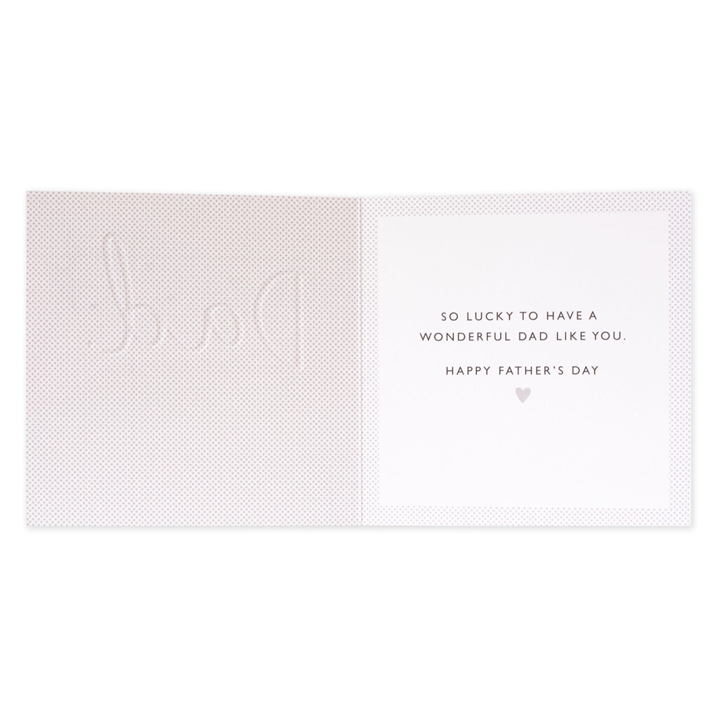 Hallmark Father's Day Card - Great Big Heart inside view with heartfelt message and dotted illustrations, showing warm sentiment for Dad.