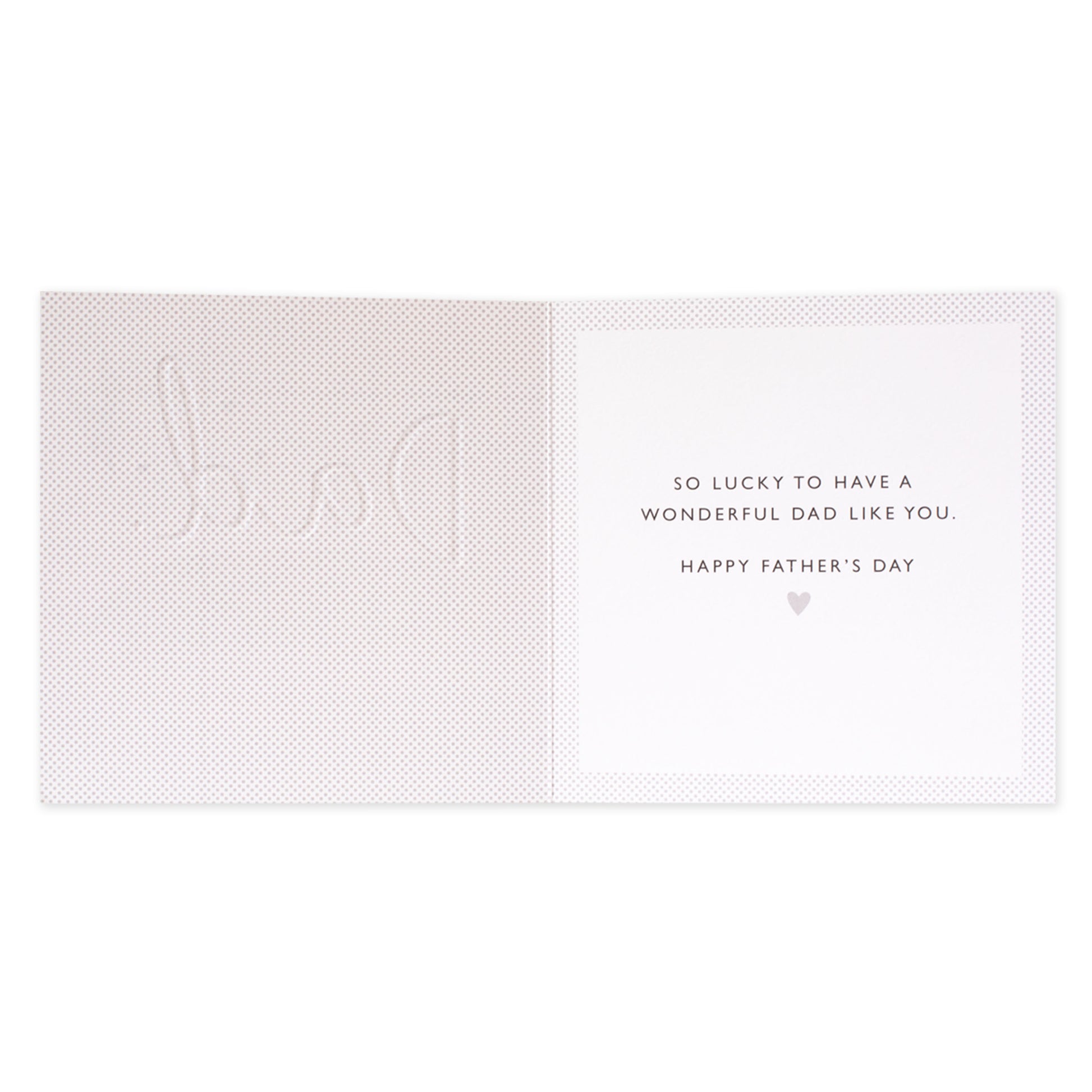 Hallmark Father's Day Card - Great Big Heart inside view with heartfelt message and dotted illustrations, showing warm sentiment for Dad.