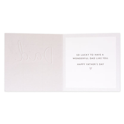 Hallmark Father's Day Card - Great Big Heart inside view with heartfelt message and dotted illustrations, showing warm sentiment for Dad.