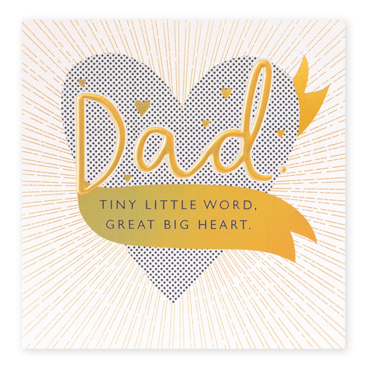 Hallmark Father's Day Card - Great Big Heart, square card with gold foil highlights and heart design featuring the word 'Dad'.
