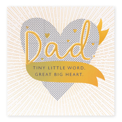 Hallmark Father's Day Card - Great Big Heart, square card with gold foil highlights and heart design featuring the word 'Dad'.