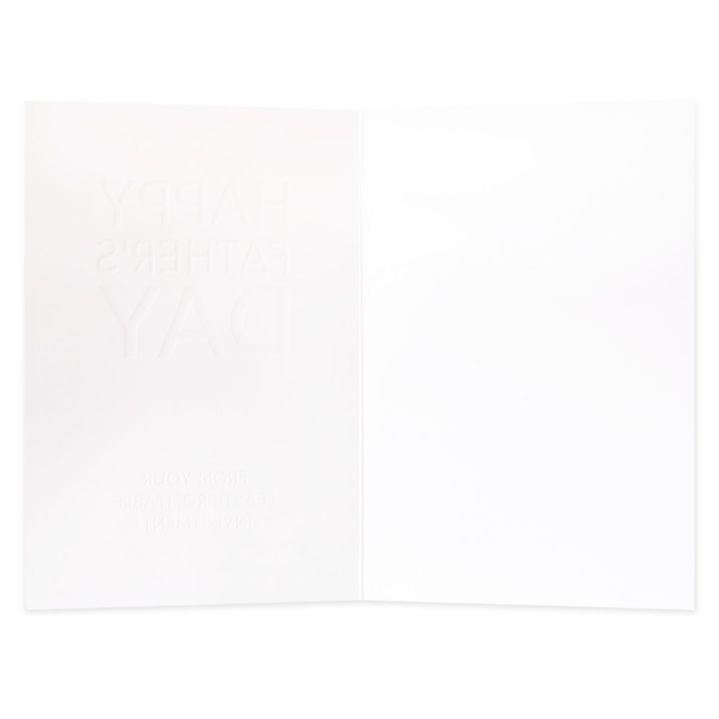 Hallmark Father's Day Card - From Your Least Profitable Investment, blank interior, embossed lettering, premium cardstock.