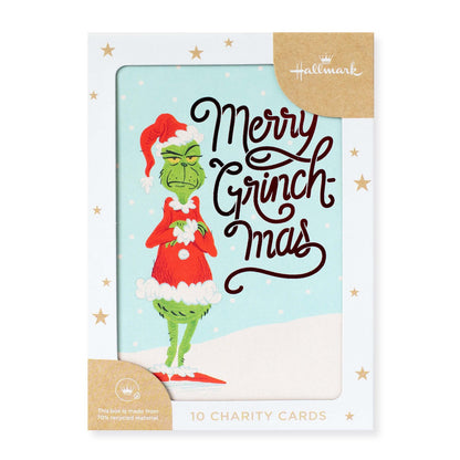 Hallmark x Dr Seuss' The Grinch 10 Pack Boxed Charity Christmas Cards - Merry Grinchmas