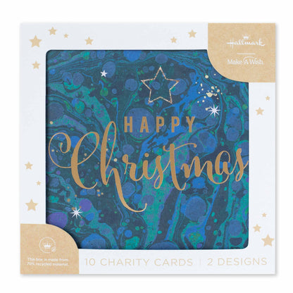 Hallmark 10 Pack Boxed Charity Christmas Cards - Merry Marble