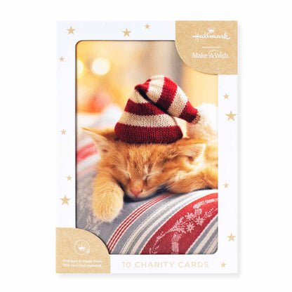 Hallmark 10 Pack Boxed Charity Christmas Cards - Purrfect Christmas