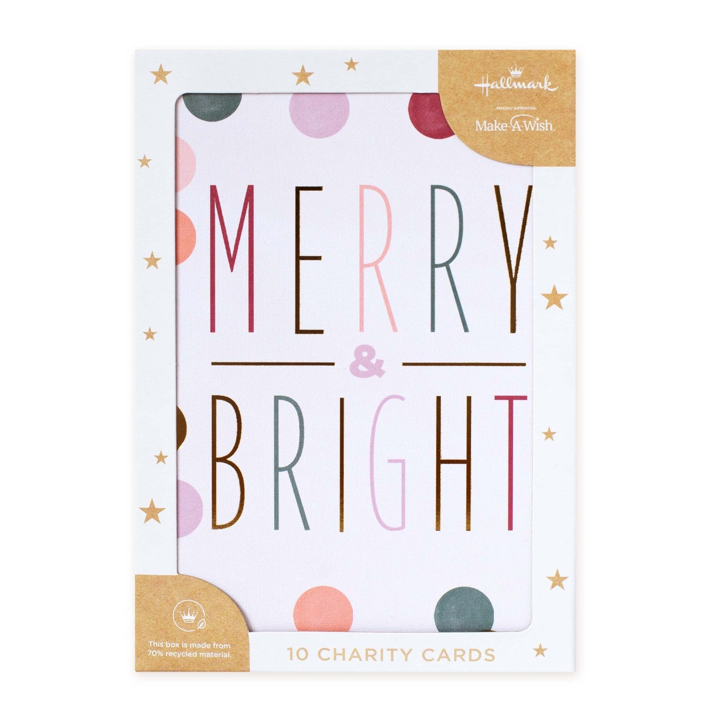 Hallmark 10 Pack Boxed Charity Christmas Cards - Merry & Bright