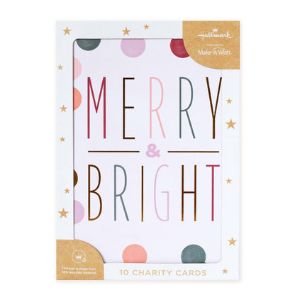 Hallmark 10 Pack Boxed Charity Christmas Cards - Merry & Bright