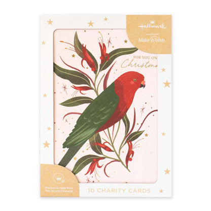 Hallmark x Christie Williams 10 Pack Boxed Charity Christmas Cards - Australian King-Parrot