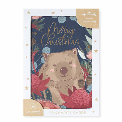 Hallmark x Christie Williams 10 Pack Boxed Charity Christmas Cards - Wombat & Kangaroo