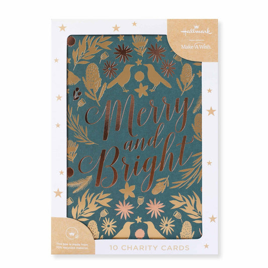 Hallmark x Christie Williams 10 Pack Boxed Charity Christmas Cards - Fern & Baubles