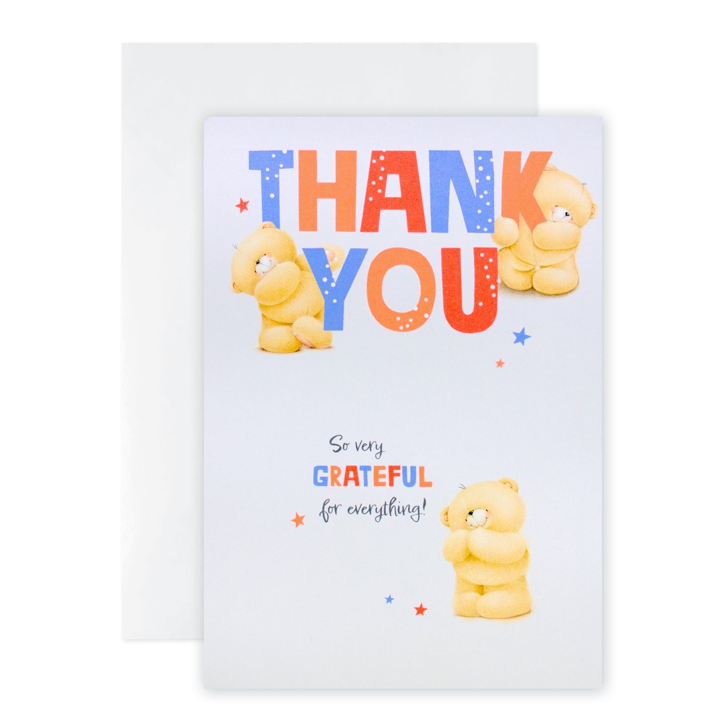 Hallmark Forever Friends Thank You Card - So Very Grateful with cheerful bears and star illustrations, featuring vibrant lettering.