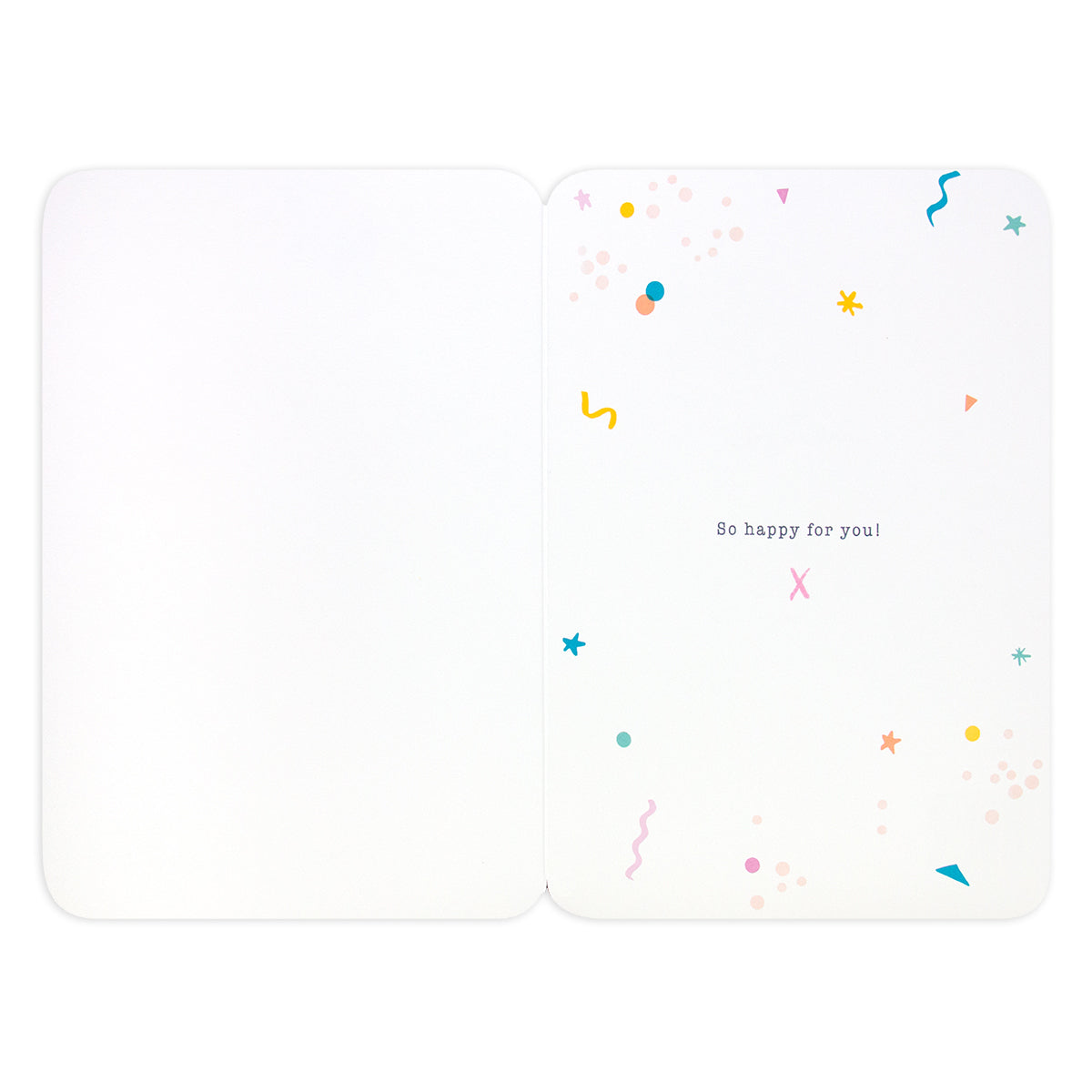 Hallmark Forever Friends Congratulations Card - Time To Celebrate! inside design featuring colourful confetti and message.