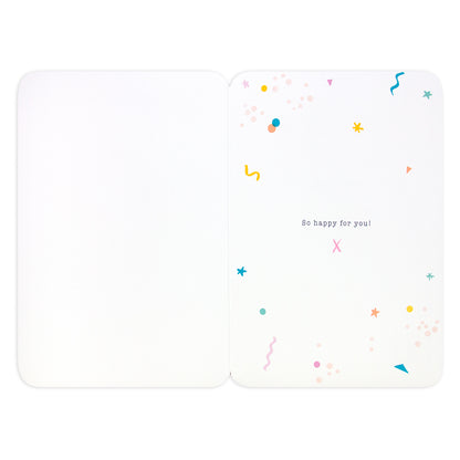 Hallmark Forever Friends Congratulations Card - Time To Celebrate! inside design featuring colourful confetti and message.