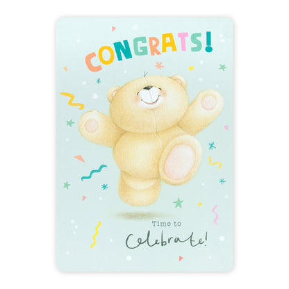 Hallmark Forever Friends Congratulations Card - Time To Celebrate! with a cheerful bear and colourful confetti design.