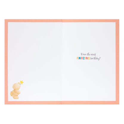 Hallmark Forever Friends birthday card - Hip Hip HOORAY! inside view with message: 'Have the most amazing birthday!' and bear illustration.