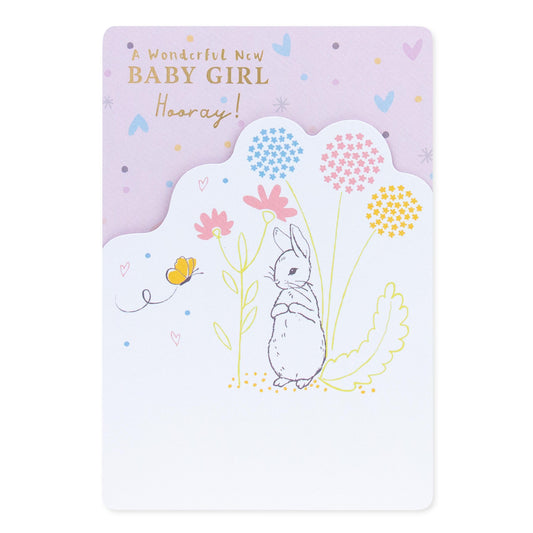 Connections from Hallmark Birth of Baby Girl Card - Cute Rabbit