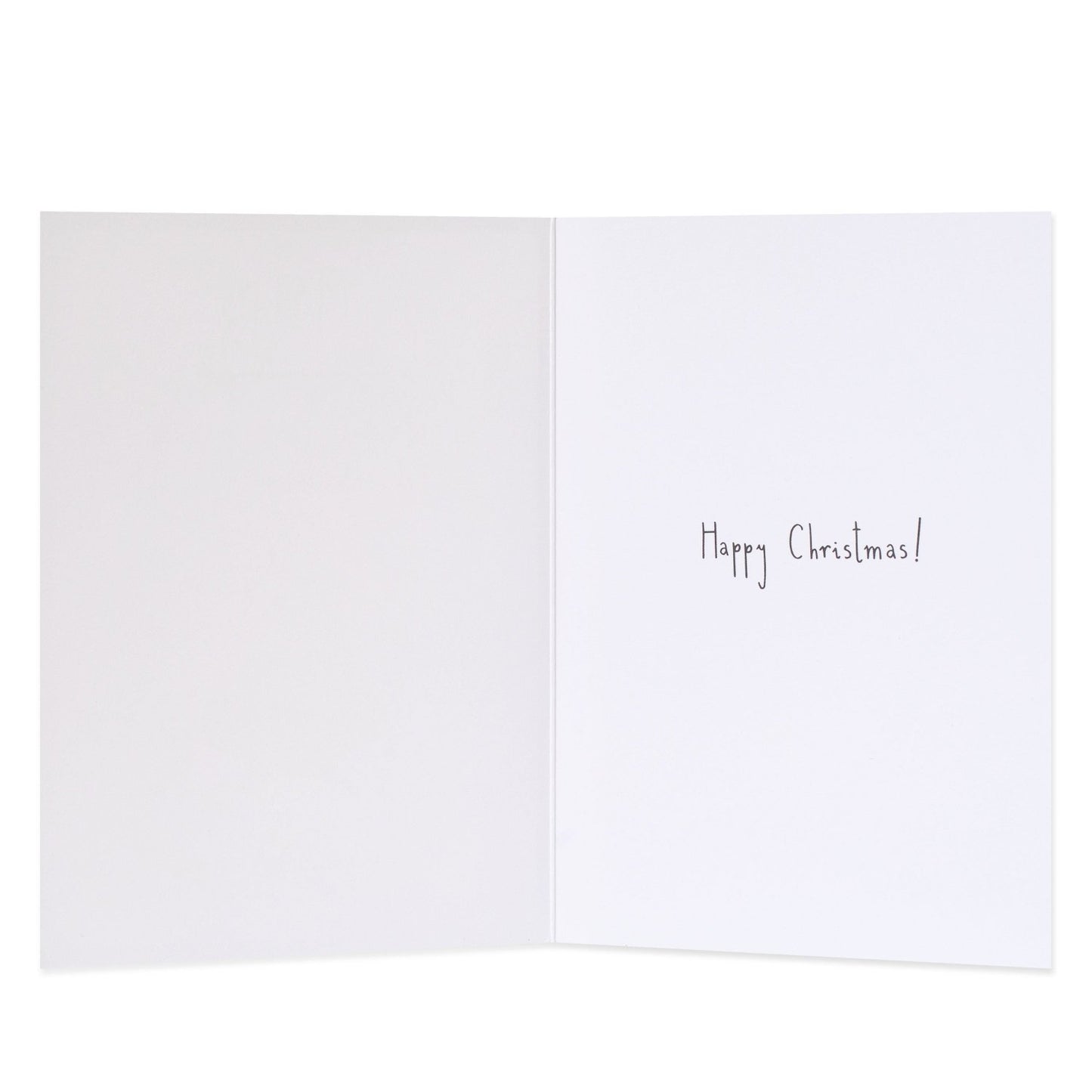 Hallmark Christmas Card For Granddaughter - With Love, inside view, featuring handwritten message 'Happy Christmas!'. White card.