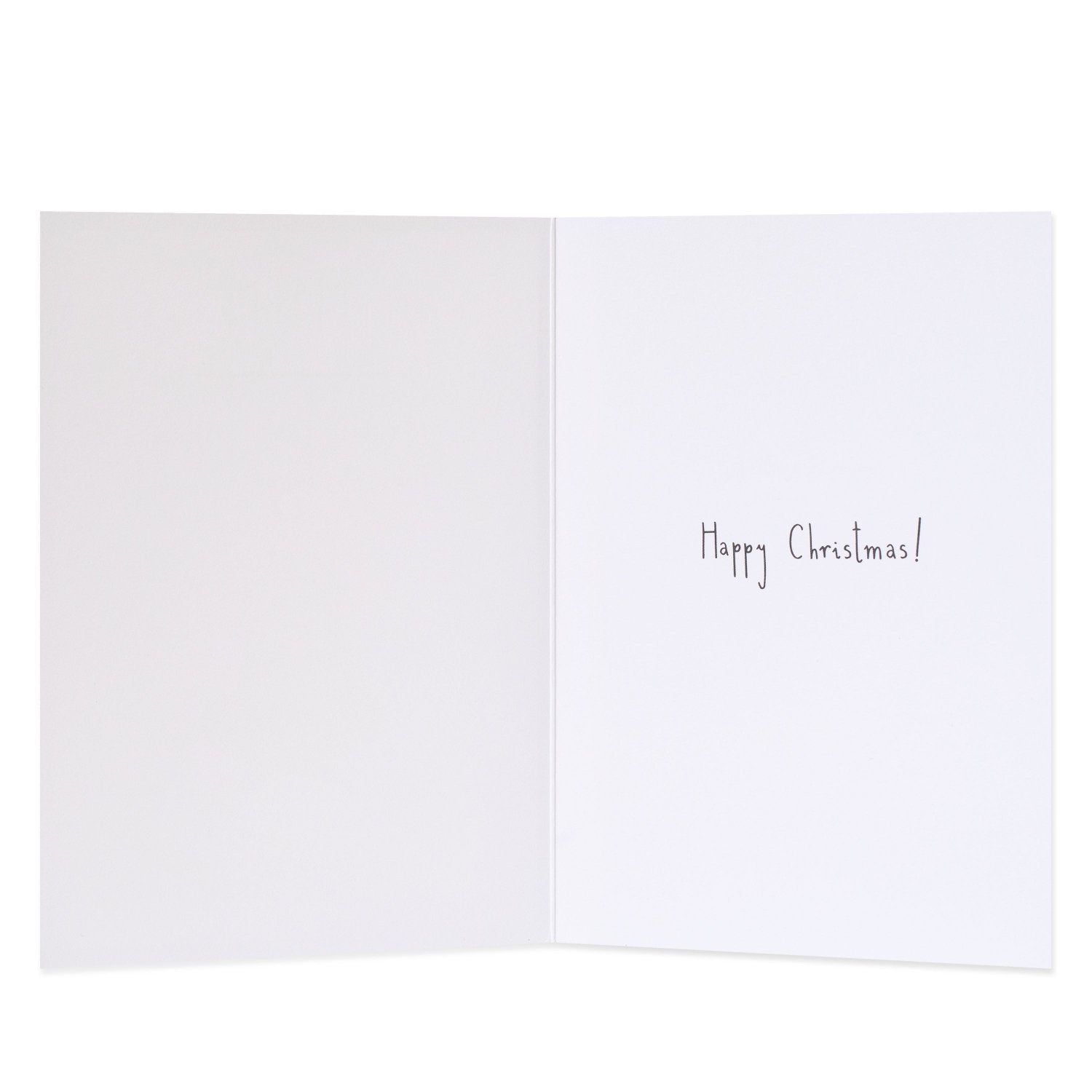 Hallmark Christmas Card For Granddaughter - With Love, inside view, featuring handwritten message 'Happy Christmas!'. White card.