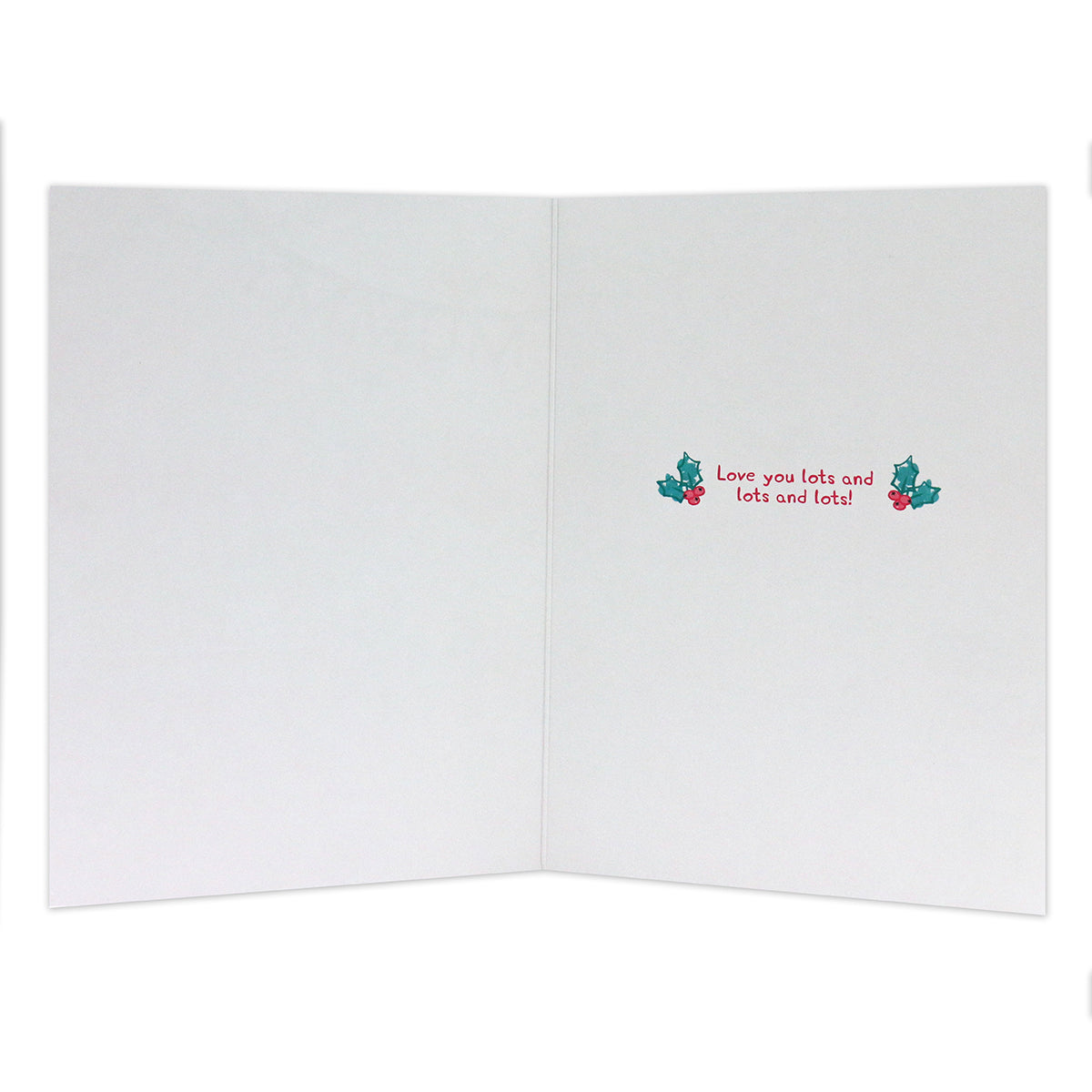 Hallmark Peppa Pig Christmas Card For Mummy - Best Time Ever, inside view showing heartfelt message and holly illustrations.