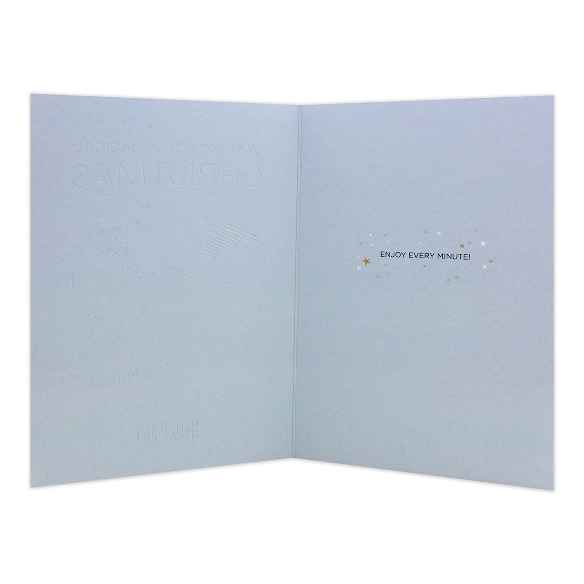 Hallmark Harry Potter Christmas Card - Magical featuring embossed interior design and the message 'Enjoy every minute' surrounded by stars