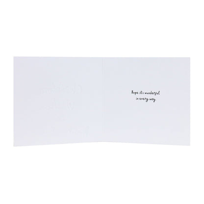 Hallmark Christmas card for both - Wonderful Wishes, inside view featuring handwritten message, flat lay, minimal design.