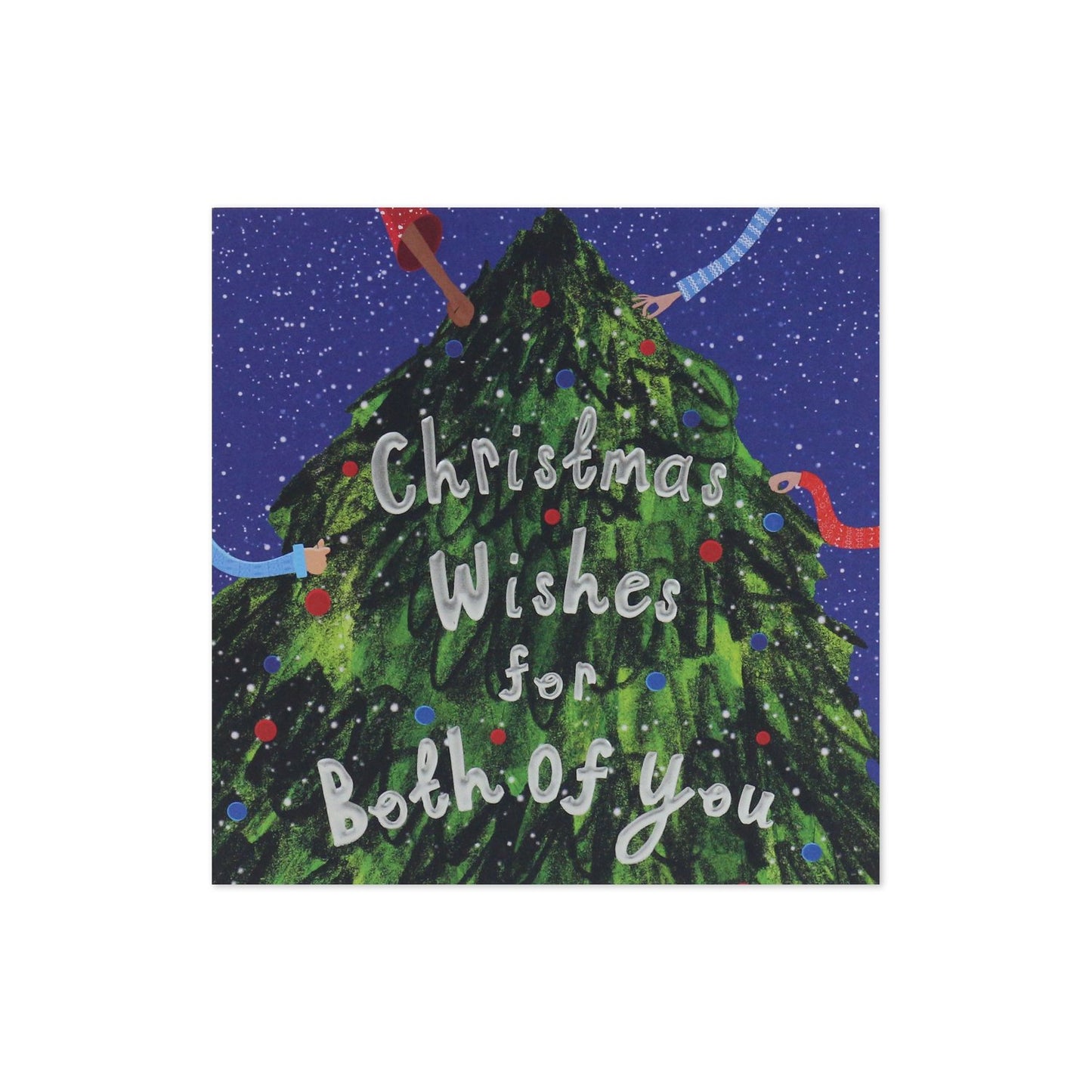 Hallmark Christmas card for both - Wonderful Wishes, square design with a Christmas tree illustration and festive decorations.