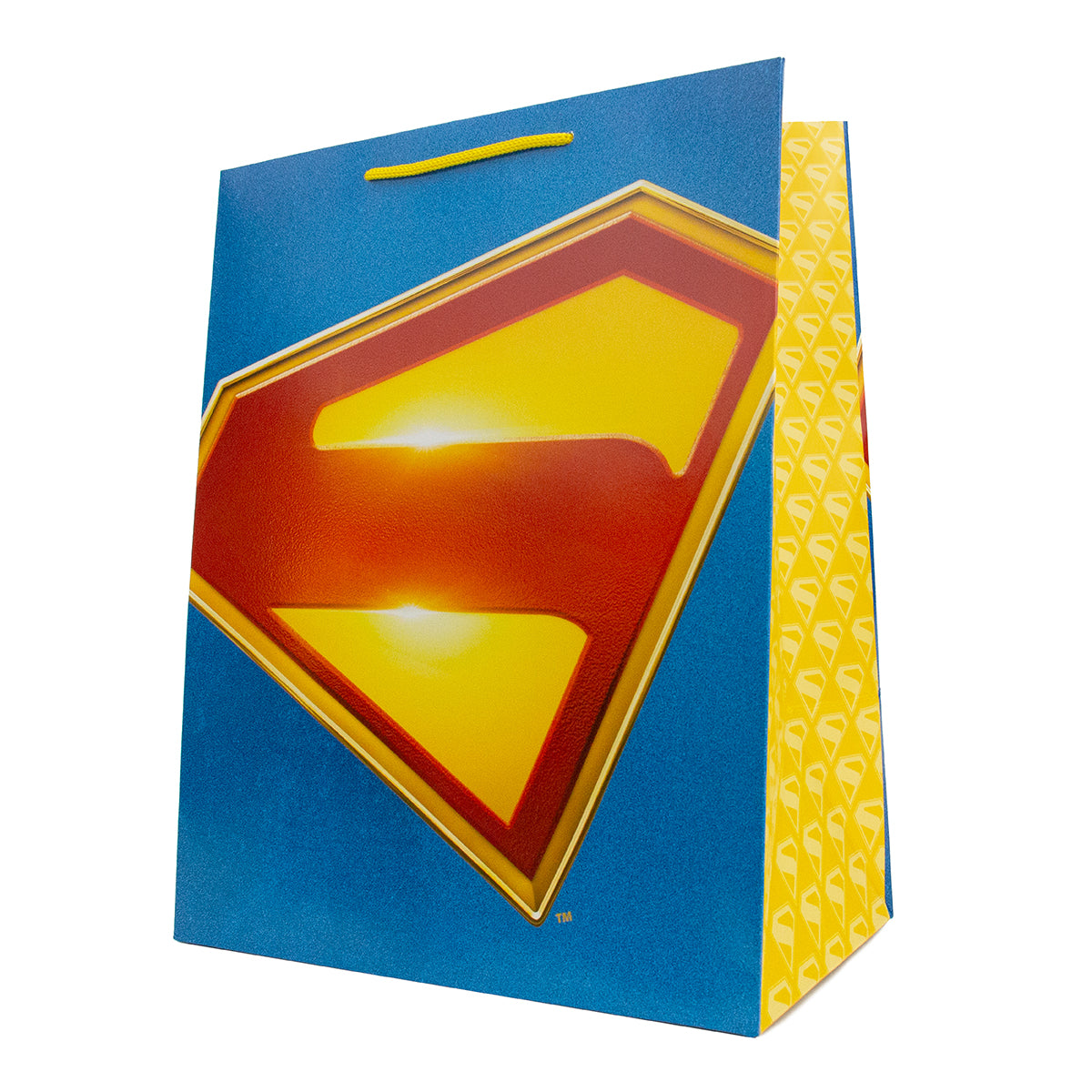 Hallmark Giftbag - Large Superman Shield featuring a vibrant blue background and a bold Superman logo design.