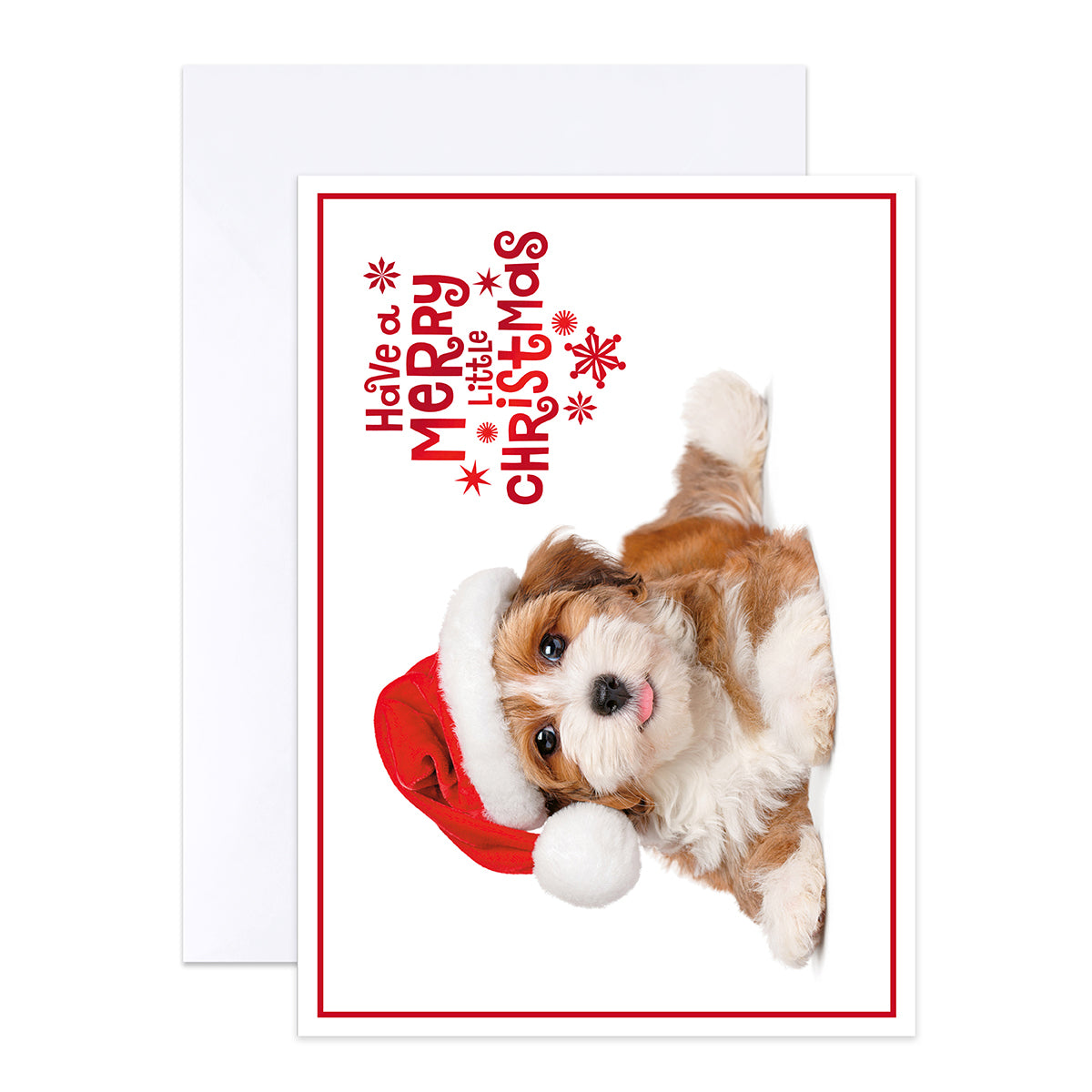 Hallmark Boxed Christmas Cards 10 Pack - Festive Puppy featuring a puppy in a Santa hat with holiday greeting and border details.