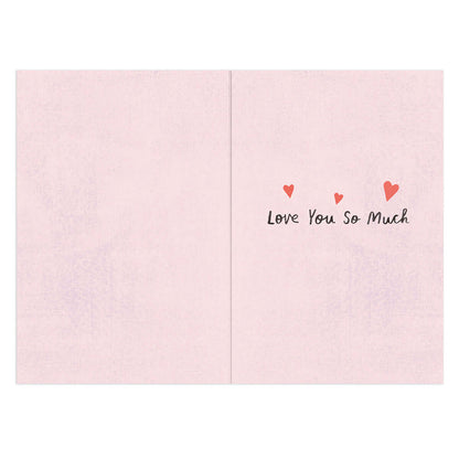 Hallmark Valentine's Day Card For Wife - My World interior featuring pink background with hearts and message 'Love You So Much'.